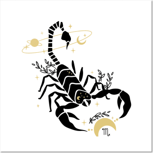 Black and Gold Zodiac Sign SCORPIO Posters and Art